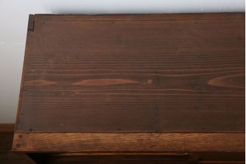 アンティーク家具　古民具・骨董 前面欅材の結霜ガラス茶箪笥(収納棚)