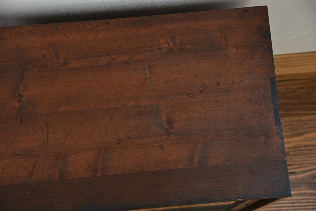 アンティーク家具　アンティーク 気泡ガラス入りの小さな収納棚