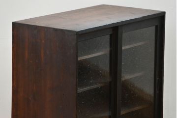 アンティーク家具　アンティーク 気泡ガラス入りの小さな収納棚