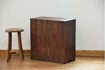 アンティーク家具　アンティーク 気泡ガラス入りの小さな収納棚