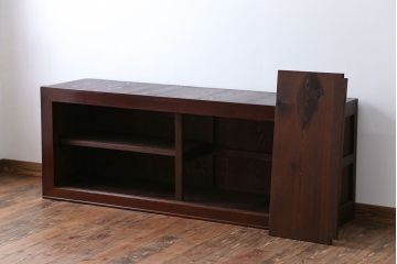 アンティーク家具　アンティーク　六尺 縦桟引き戸!時代箪笥ローボード(サイドボード、水屋箪笥、テレビ台、キャビネット、収納棚)