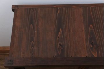 レトロ家具　昭和レトロ 古い木のシンプルな脚付き収納棚(ガラスケース、戸棚)