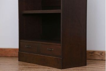 レトロ家具　昭和レトロ 古い木の引き出し付き本棚(飾り棚)