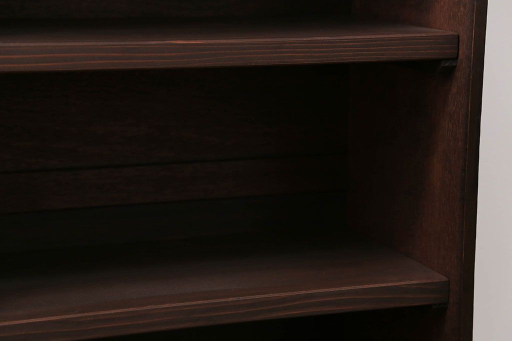 レトロ家具　昭和レトロ 古い木の引き出し付き本棚(飾り棚)