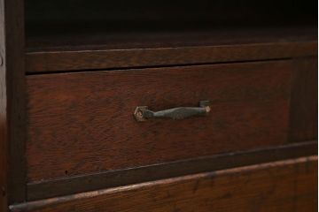 レトロ家具　昭和レトロ 古い木の引き出し付き本棚(飾り棚)