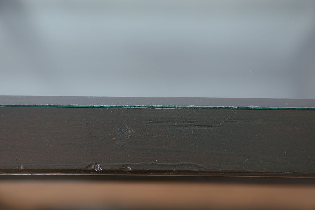 アンティーク家具　大正ロマン 古いタバコ屋の色ガラス入りショーケース(飾り棚、ガラスケース)