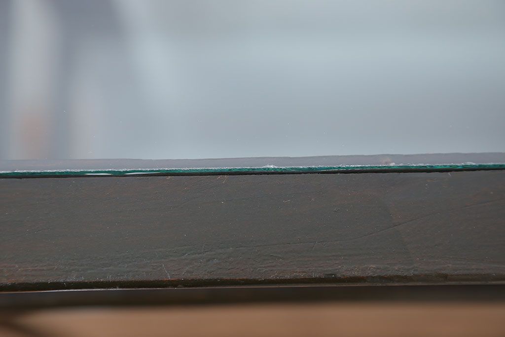 アンティーク家具　大正ロマン 古いタバコ屋の色ガラス入りショーケース(飾り棚、ガラスケース)