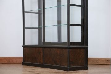 アンティーク家具　大正ロマン 古いタバコ屋の色ガラス入りショーケース(飾り棚、ガラスケース)