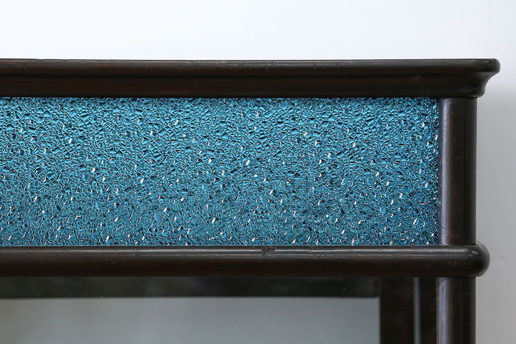 アンティーク家具　大正ロマン 古いタバコ屋の色ガラス入りショーケース(飾り棚、ガラスケース)