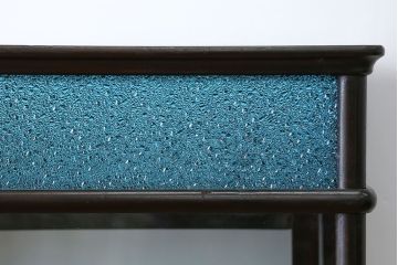 アンティーク家具　大正ロマン 古いタバコ屋の色ガラス入りショーケース(飾り棚、ガラスケース)