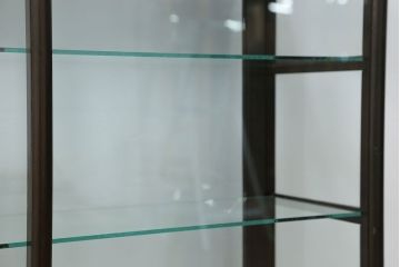 アンティーク家具　大正ロマン 古いタバコ屋の色ガラス入りショーケース(飾り棚、ガラスケース)