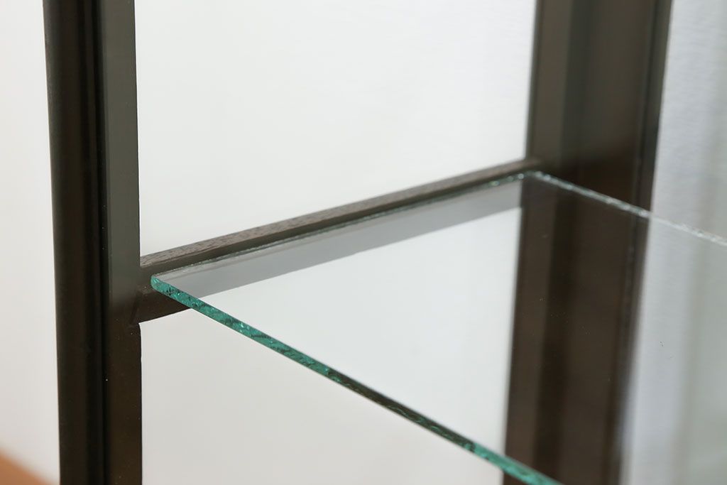 アンティーク家具　大正ロマン 古いタバコ屋の色ガラス入りショーケース(飾り棚、ガラスケース)