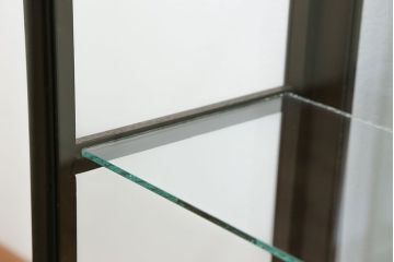 アンティーク家具　大正ロマン 古いタバコ屋の色ガラス入りショーケース(飾り棚、ガラスケース)