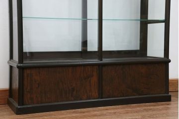 アンティーク家具　大正ロマン 古いタバコ屋の色ガラス入りショーケース(飾り棚、ガラスケース)