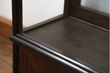 アンティーク家具　大正ロマン 古いタバコ屋の色ガラス入りショーケース(飾り棚、ガラスケース)