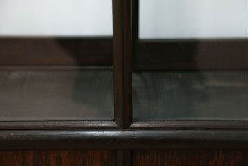 アンティーク家具　大正ロマン 古いタバコ屋の色ガラス入りショーケース(飾り棚、ガラスケース)