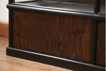 アンティーク家具　大正ロマン 古いタバコ屋の色ガラス入りショーケース(飾り棚、ガラスケース)