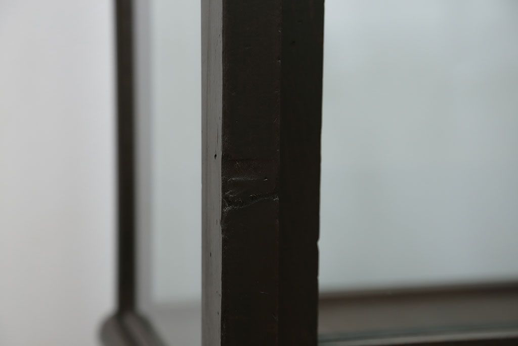 アンティーク家具　大正ロマン 古いタバコ屋の色ガラス入りショーケース(飾り棚、ガラスケース)