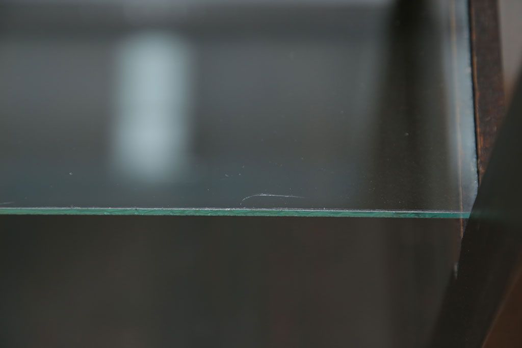 アンティーク家具　大正ロマン 古いタバコ屋の色ガラス入りショーケース(飾り棚、ガラスケース)