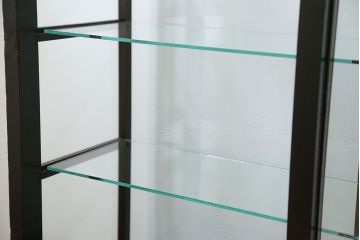 アンティーク家具　大正ロマン 古いタバコ屋の色ガラス入りショーケース(飾り棚、ガラスケース)