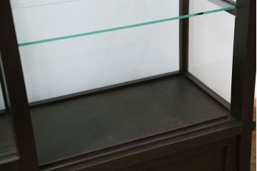 アンティーク家具　大正ロマン 古いタバコ屋の色ガラス入りショーケース(飾り棚、ガラスケース)