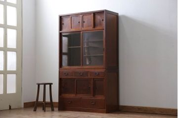 レトロ家具　アンティーク 前面欅材 レトロな茶箪笥(収納棚)