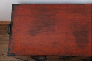 アンティーク家具　古民具・骨董 脚付き二本松箪笥ローチェスト(1)(時代箪笥ローボード)