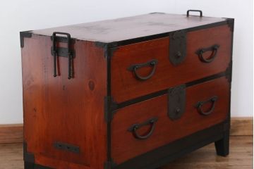 アンティーク家具　古民具・骨董 脚付き二本松箪笥ローチェスト(1)(時代箪笥ローボード)