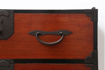 アンティーク家具　古民具・骨董 脚付き二本松箪笥ローチェスト(1)(時代箪笥ローボード)