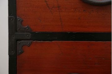 アンティーク家具　古民具・骨董 脚付き二本松箪笥ローチェスト(1)(時代箪笥ローボード)