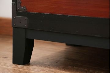 アンティーク家具　古民具・骨董 脚付き二本松箪笥ローチェスト(1)(時代箪笥ローボード)