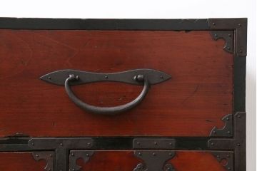 アンティーク家具　古民具・骨董 脚付き二本松箪笥ローチェスト(2)(時代箪笥ローボード)