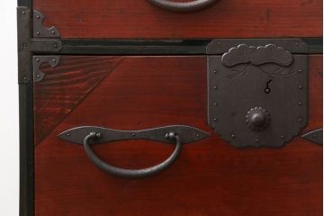 アンティーク家具　古民具・骨董 脚付き二本松箪笥ローチェスト(2)(時代箪笥ローボード)