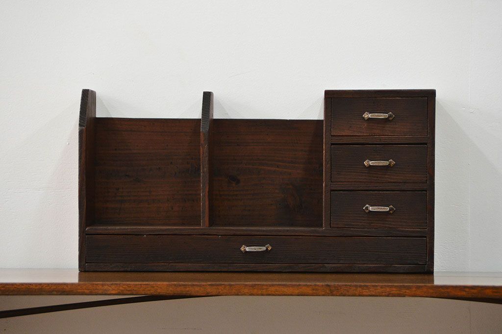 アンティーク家具　アンティーク 使い込まれた引き出し付き本立て