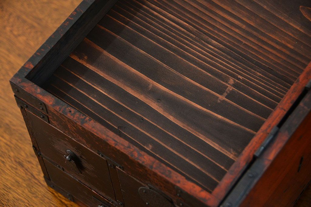 アンティーク家具　古民具・骨董 使い込まれた硯箱(小引き出し)