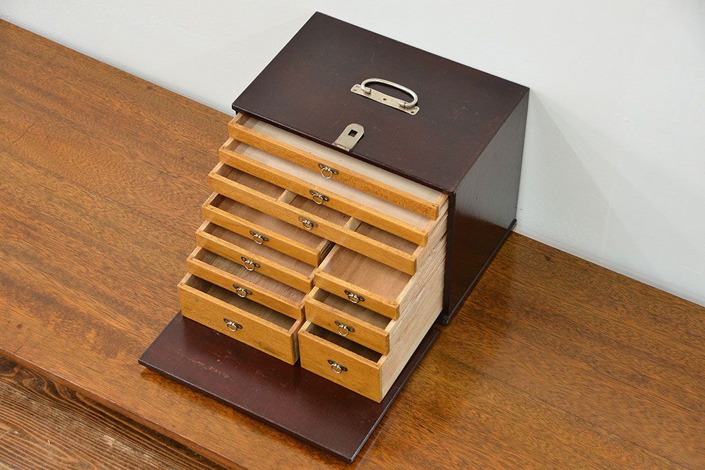 アンティーク家具　アンティーク 歯医者さんの古い往診箱(2)(小引き出し、裁縫箱)