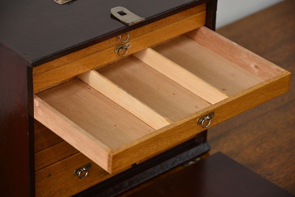 アンティーク家具　アンティーク 歯医者さんの古い往診箱(2)(小引き出し、裁縫箱)