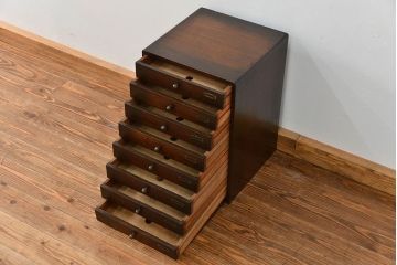 レトロ家具　アンティーク ネームプレート付きのレトロなレコードケース(小引き出し)