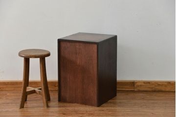 レトロ家具　アンティーク ネームプレート付きのレトロなレコードケース(小引き出し)