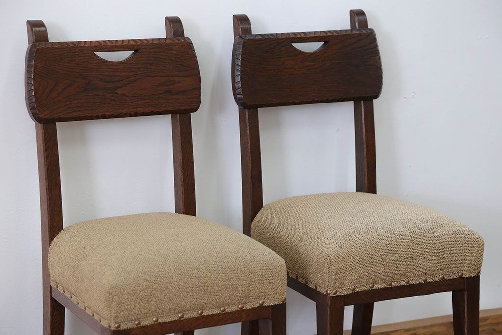 ヴィンテージ家具　オランダビンテージ オーク材 ダイニングチェア 2脚セット
