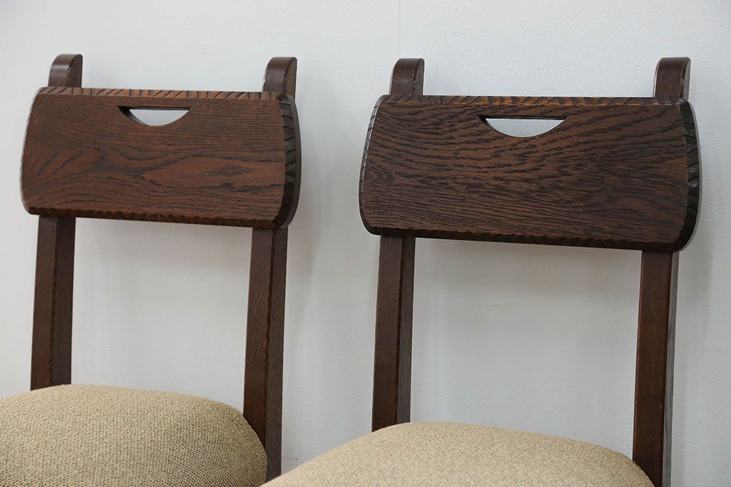 ヴィンテージ家具　オランダビンテージ オーク材 ダイニングチェア 2脚セット