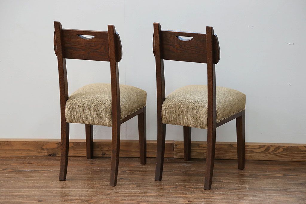 ヴィンテージ家具　オランダビンテージ オーク材 ダイニングチェア 2脚セット
