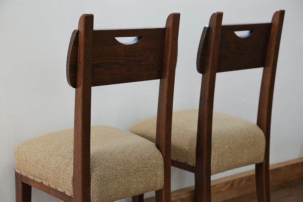 ヴィンテージ家具　オランダビンテージ オーク材 ダイニングチェア 2脚セット