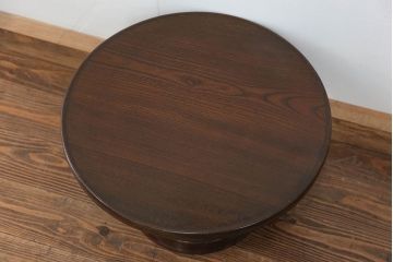 アンティーク家具　アンティーク 総欅材の回転サイドテーブル(花台、飾り台)