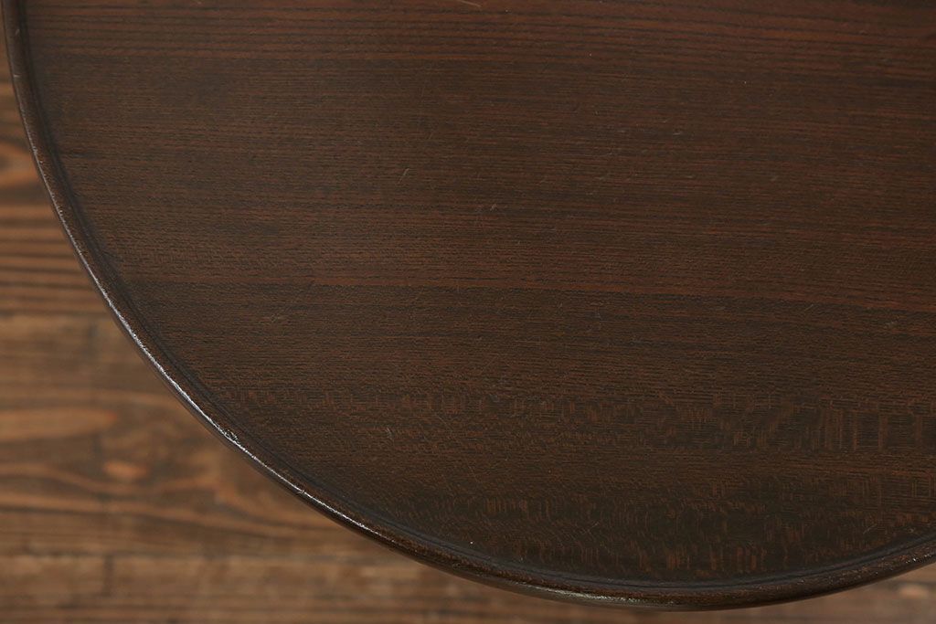 アンティーク家具　アンティーク 総欅材の回転サイドテーブル(花台、飾り台)