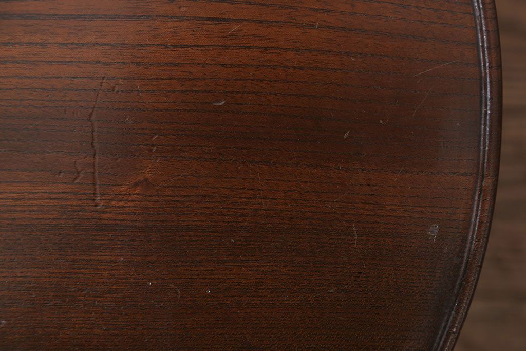 アンティーク家具　アンティーク 総欅材の回転サイドテーブル(花台、飾り台)