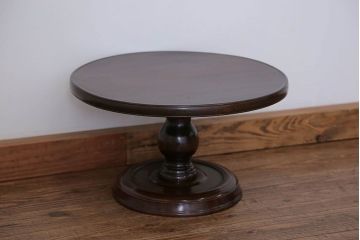 アンティーク家具　アンティーク 総欅材の回転サイドテーブル(花台、飾り台)