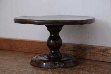 アンティーク家具　アンティーク 総欅材の回転サイドテーブル(花台、飾り台)
