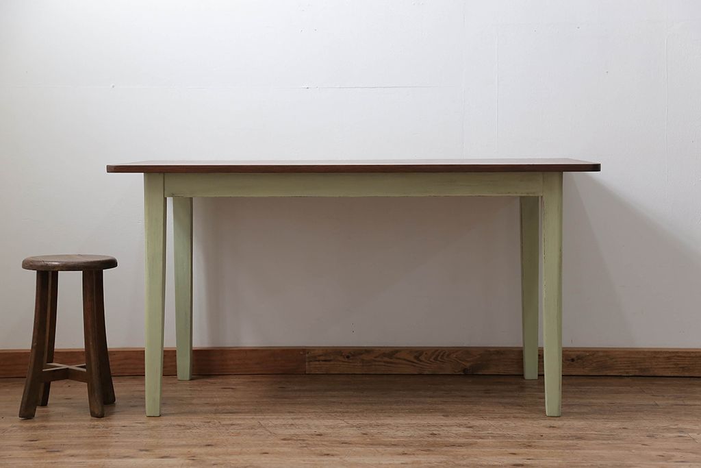 アンティーク家具　アンティークペイント　シンプルなダイニングテーブル(作業台)