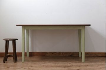 アンティーク家具　アンティークペイント　シンプルなダイニングテーブル(作業台)